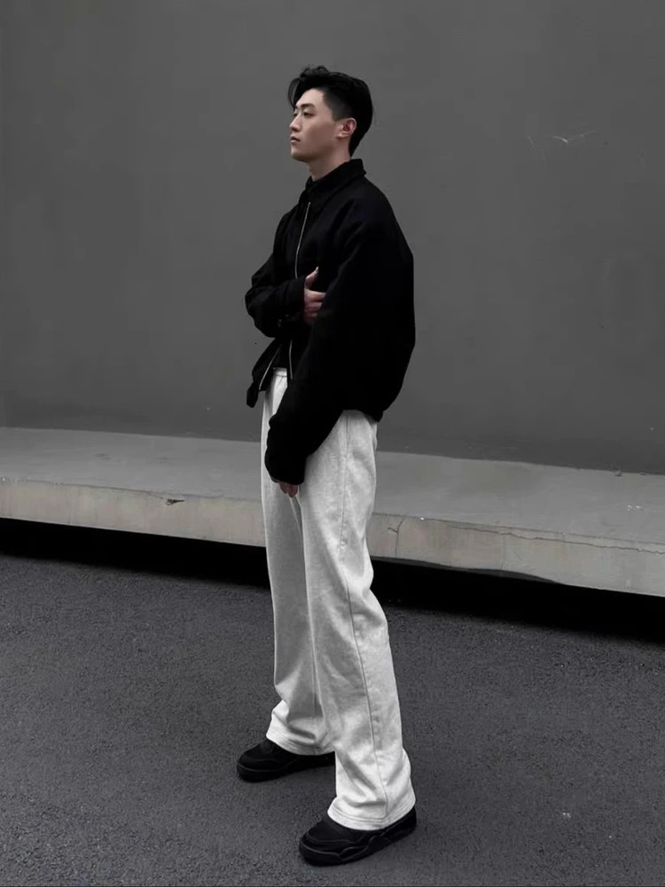 HOUZHOU Wide Leg Sweatpants Men Oversize Gray Sports Pants Sportswear Casual Trousers Male Loose Korean Streetwear Hip Hop 240701