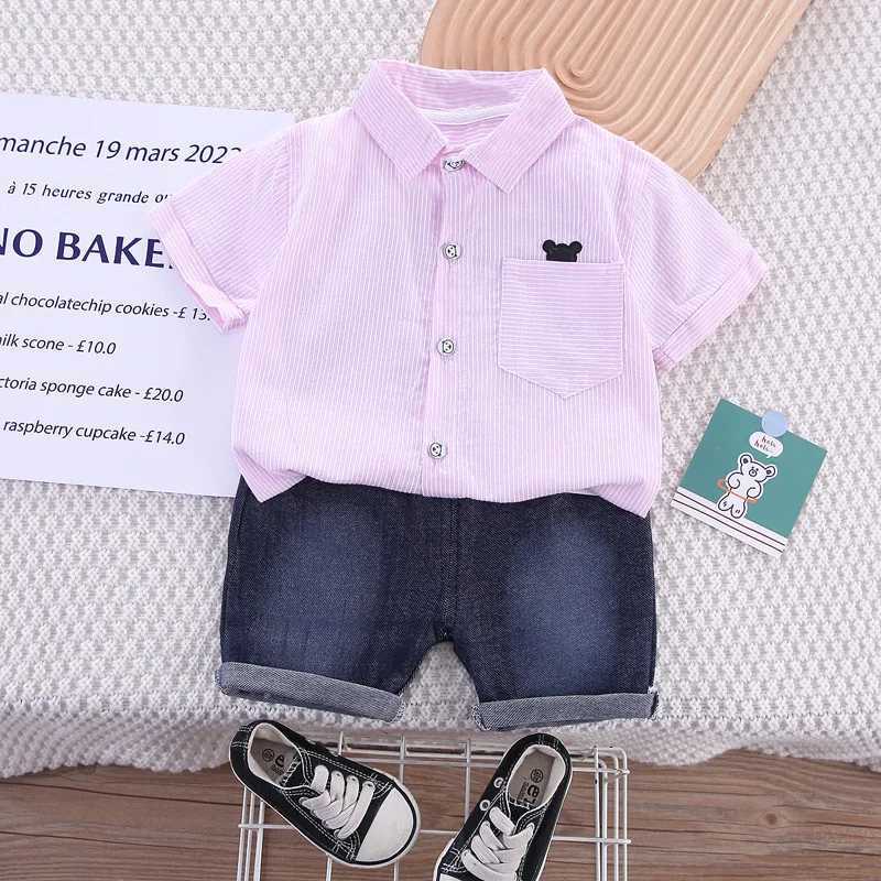 Clothing Sets 2023 Summer Children Clothing Baby Boys Short Sleeve Lapel Shirts + Shorts 2PCS Infant Birthday Clothes Sets Kids Casual Outfits