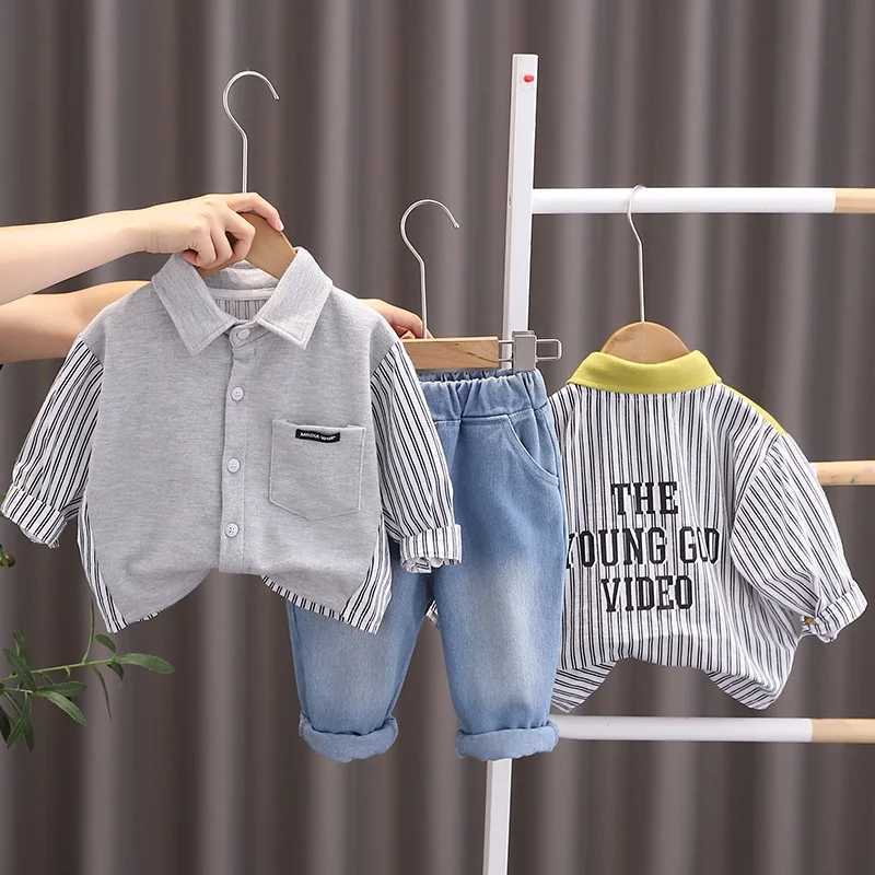 Clothing Sets Spring Causal Suit Baby Boys Girls Cartoon Strips Shirt Pants 2pcs/Set Children Clothing Kids Infant Sportswear 0-5 Years P33V