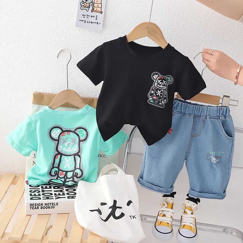 Clothing Sets Fashion Summer Kids Baby Boys Clothing Suits Cartoon Bear T-Shirt+Shorts Casual Clothes Outfit Girls Clothing 2PCS/Set