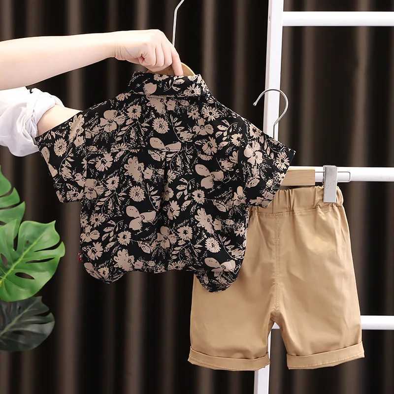 Clothing Sets Children Suit Summer Baby Boy Floral Full Print Clothes Short Sleeve Shirt Kids Clothing Children Casual Tracksuit 0-5Years