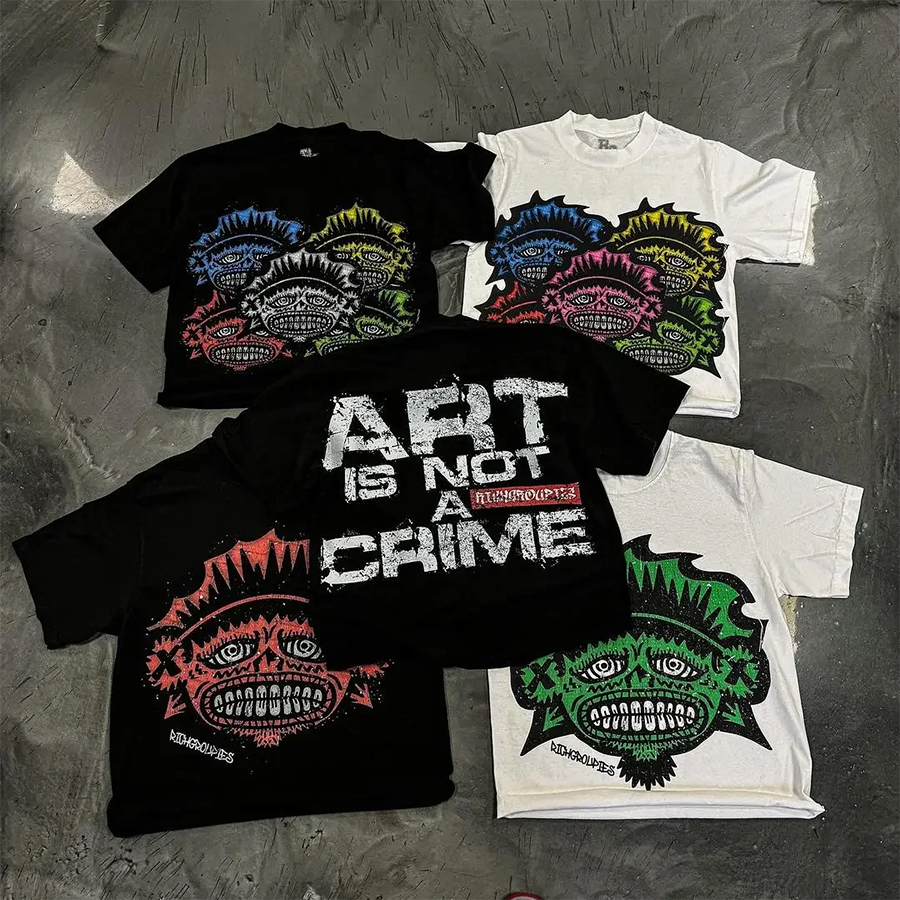 Designer Men's T Shirts Haruku Retro Style Graphic 2024 Korean Goth Oversized Gothic Cotton Street Y2k Tops Women Clothes