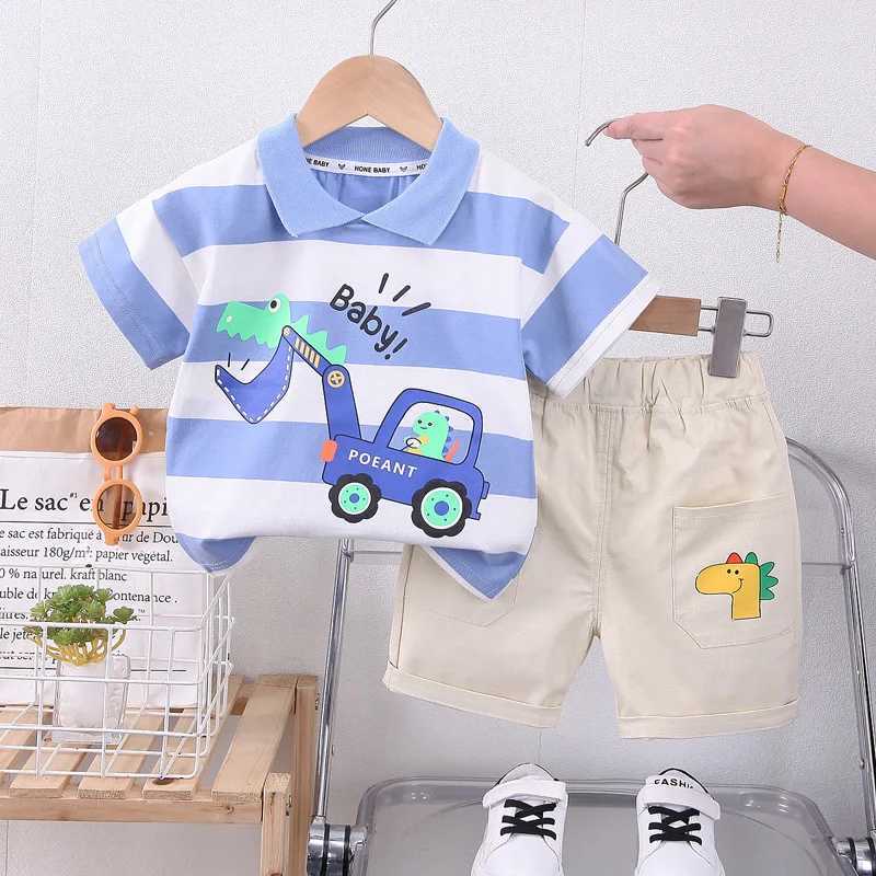 Clothing Sets Summer Baby Boys Clothes Suit Children Fashion Cartoon Excavator T-Shirt Shorts 2Pcs/set Toddler Casual Clothing Kids Tracksuits
