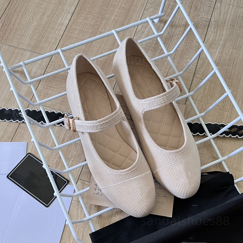 Mary Jane Ballet Flat Shs Pumps For Women Designer Ballerina Flats Heels Leather Corduroy Black White Monk Strap Buckle Ballerine Loafers Womens Comfy