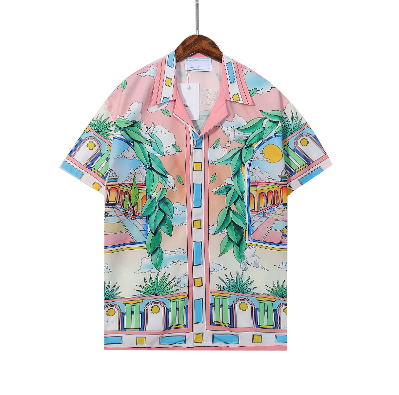 2022 new summer Designer Shirts Men's hawaii silk bowling shirt Casual Shirts for men luxury Short Sleeve Dress Shirt