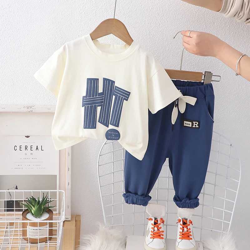 Clothing Sets 1-5 Years Summer Baby Boys Clothing Set Cotton Short Sleeve Letter T-shirt + Pants 2Pcs Suit For Kids Children Casual Outfits
