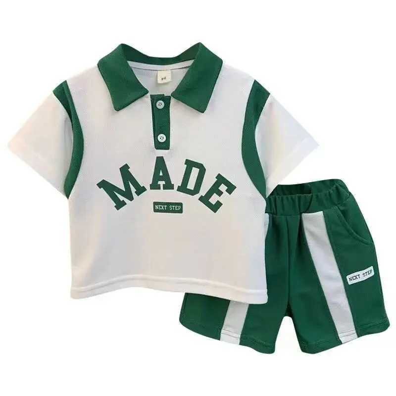 Clothing Sets Teenage Boys Clothing Set Summer Short Sleeve T-shirt Shorts Set 2023 New Baby Boys Top Pants Two Piece Set