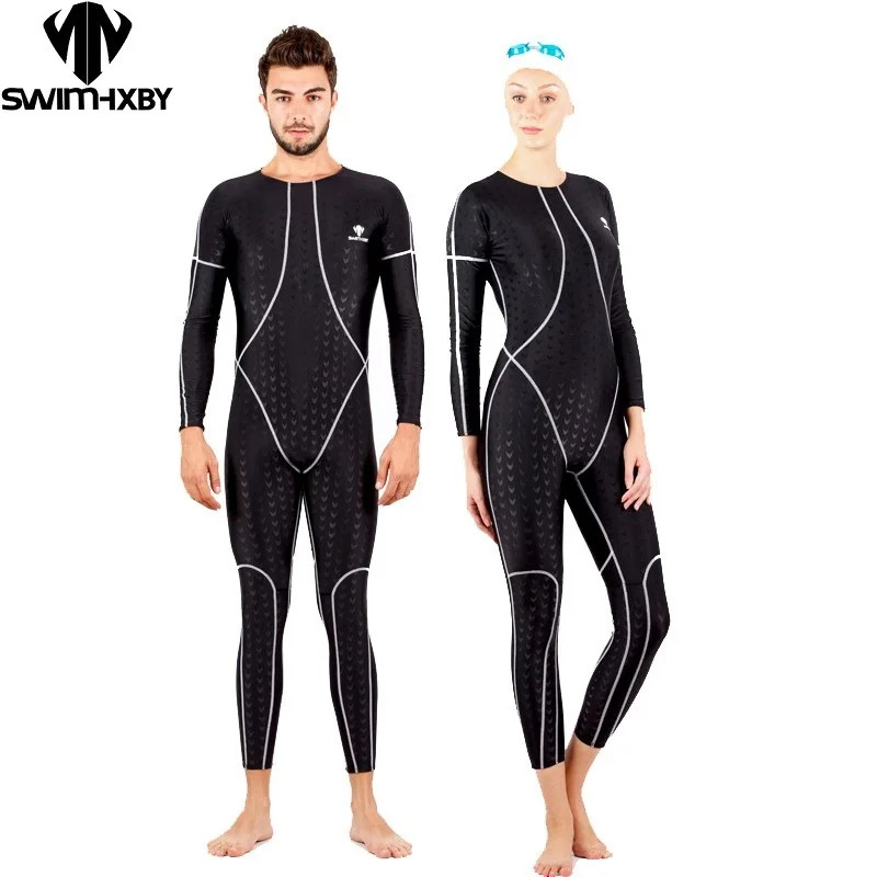 HXBY Sharkskin Full Body Bathing Suit One Piece Swimsuit Men Swimwear Mens Competition Racing Training Swimsuit Swimming Suit 240704