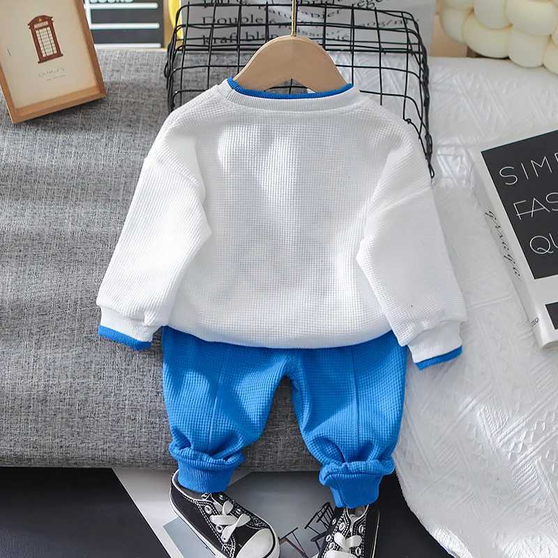 Clothing Sets Toddler Boy Handsome Sport Clothing Sets 2023 Spring Autumn Children Fashion Tracksuit Baby Cartoon Pullover+ Pants Girl Clothes