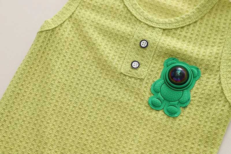 Clothing Sets Boys Summer Children Vest Set New Boys Clothes Baby Lighting Bear Sleeveless T-shirts Shorts 2pcs Wearing Eyes Casual Sport Sets