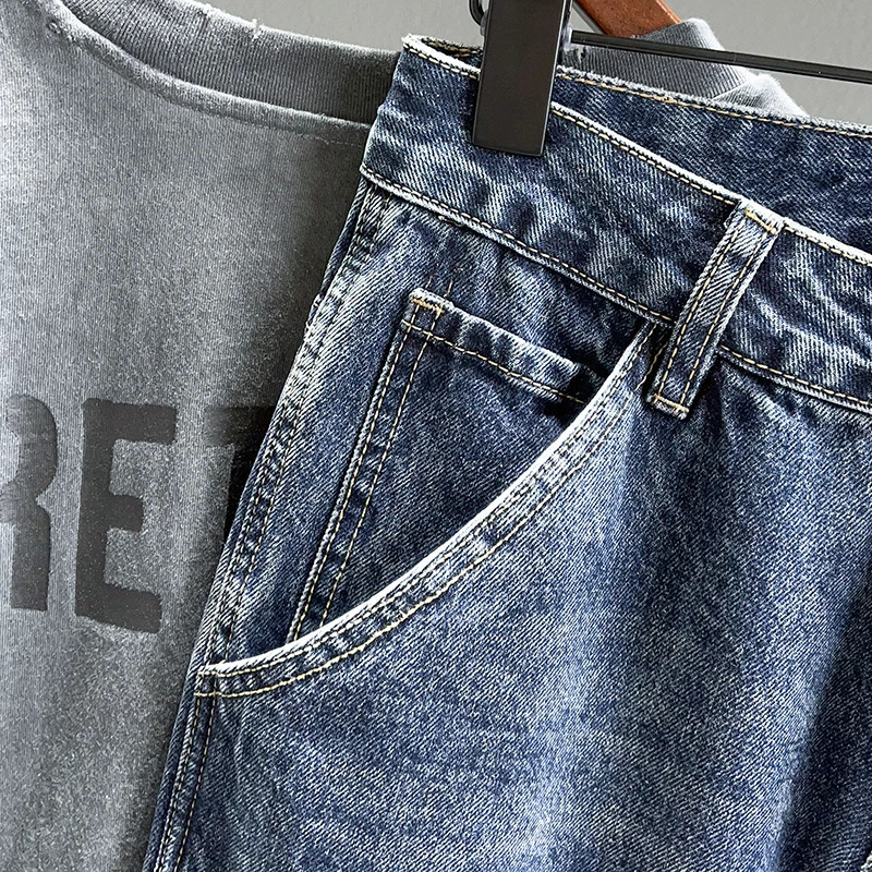 High Quality Spring Vintage Jeans Men Fashion Loose Tapered Drape Youth Denim Trousers Hip Hop Male Streetwear 240627