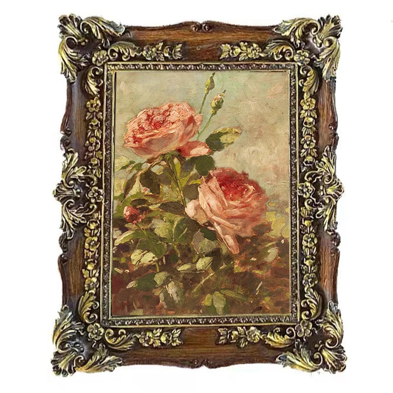 European Vintage Literary Artistic Light Relief Picture Frame Po Frame Resin Adornments Home Homestay Wall Decorations 240627