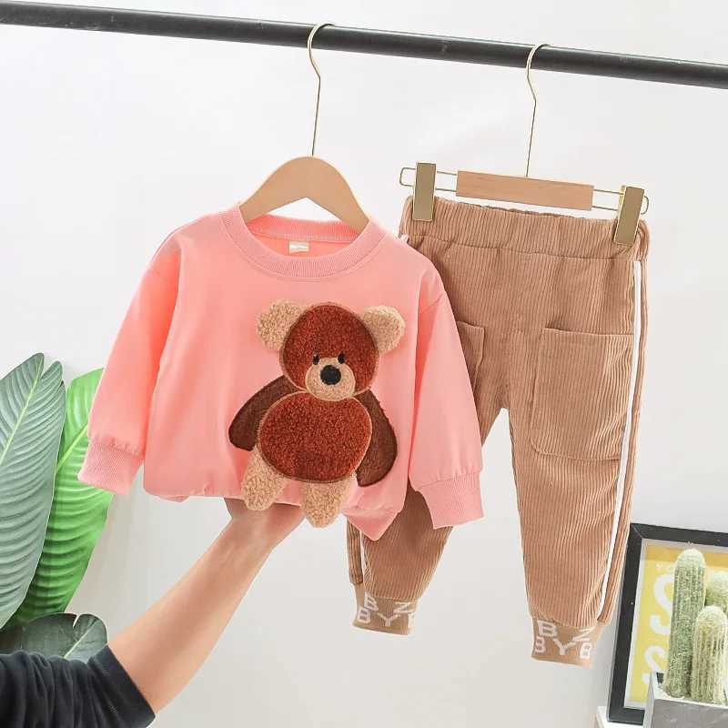 Clothing Sets Autumn Children Girls Clothing Set Cartoon Bear Pullover Sweater + Pants 2 Pcs Suit Fashion Toddler Kids Clothes Sport Outfits