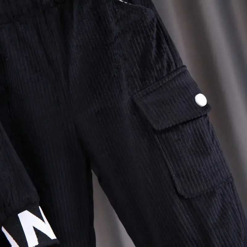 Clothing Sets Children Clothing 2024 New Baby Autumn Clothes For Kids Boys Girls Letter Standing Collar Corduroy Jackets+Pants Outfit 2PCS Set