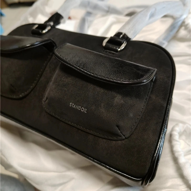 Stand Oil Bag Women Shoulder Chubby Bags Korean YUN JIN Style Bowling Boston Pockets Desinger Tote 240702 - view 6
