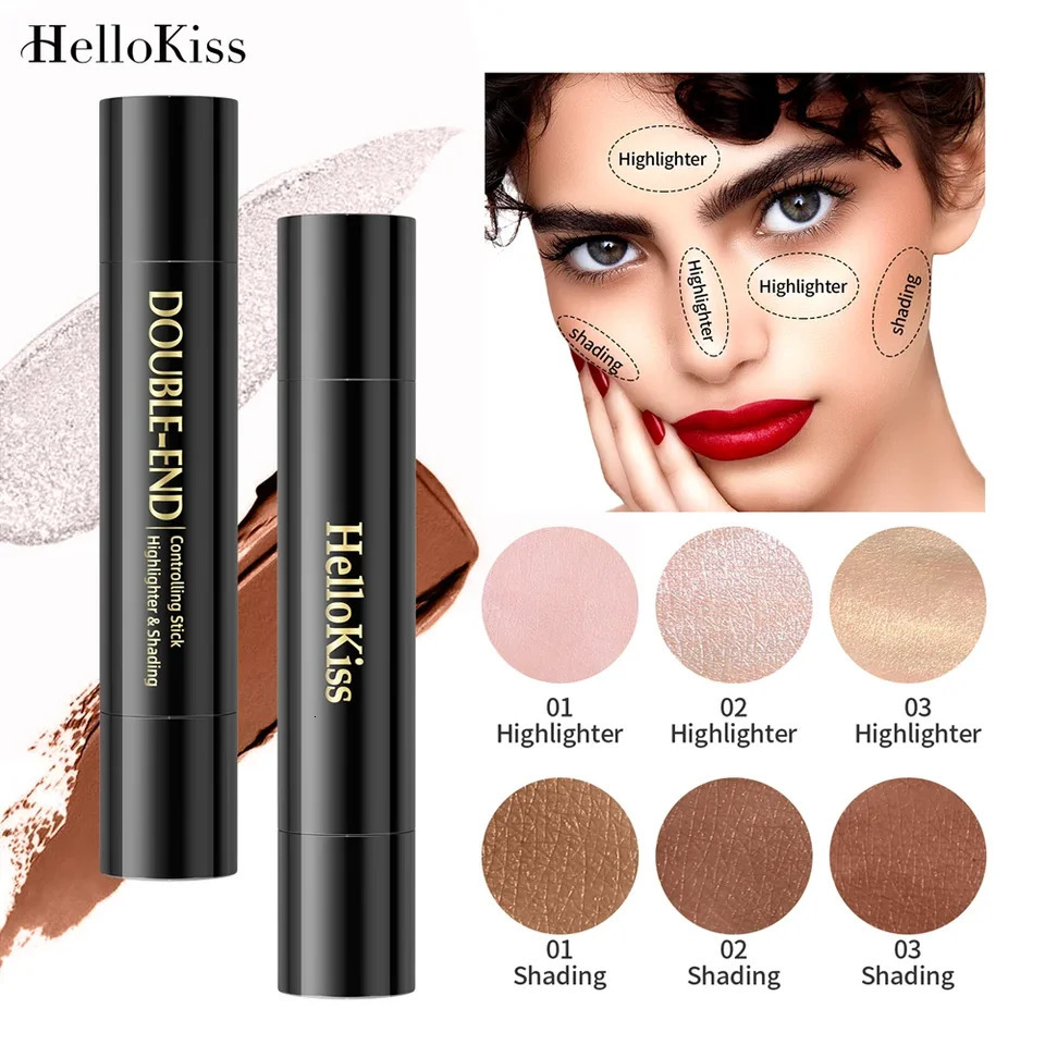 Contour Stick Double Head Contour Pen Waterproof Matte Finish Highlighters Shadow Contouring Pencil Cosmetics For Face 240705