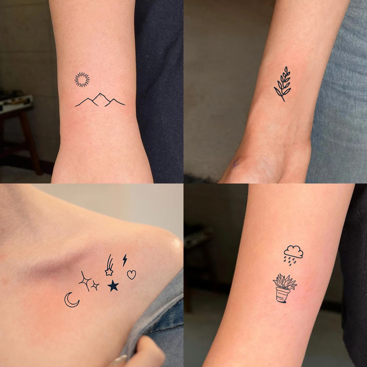 6 pieces of retro finger wrist female tattoo stickers with geometric patterns fashionable party semi anent tattoo stickers 240705