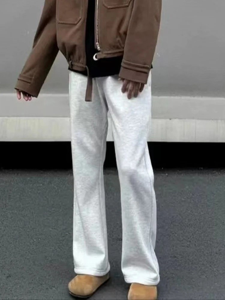 HOUZHOU Wide Leg Sweatpants Men Oversize Gray Sports Pants Sportswear Casual Trousers Male Loose Korean Streetwear Hip Hop 240701
