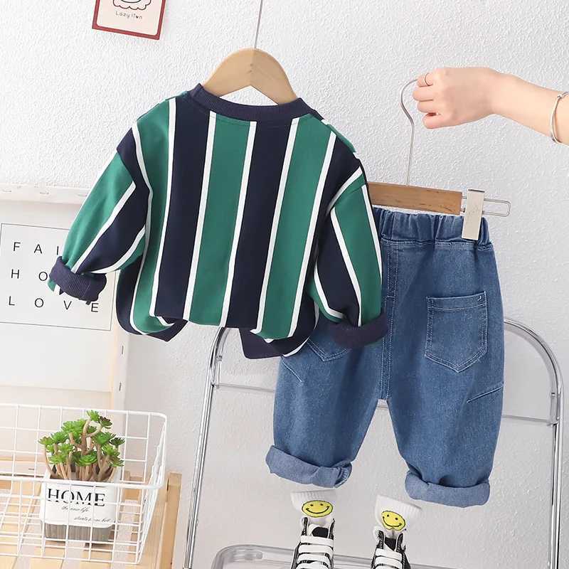 Clothing Sets Spring Baby Boys Cotton Children Clothes Striped Sweatshirts Jeans Pants 2Pcs/Sets Infant Kids Casual Outfits Child Sportswear