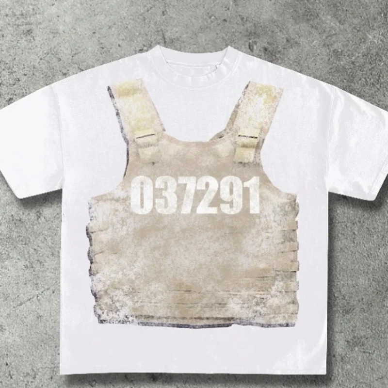 Street clothing pure cotton oversized pattern printed men T-shirt round neck retro loose Y2k Harajuku couple short sleeved 240626