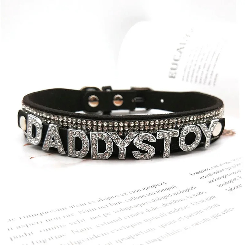 Goth Sexy Diamante Letters DADDYS TOY Choker Necklace Women Custom Name Word Cosplay Collar Jewelry Personalized Chocker Gift 240626