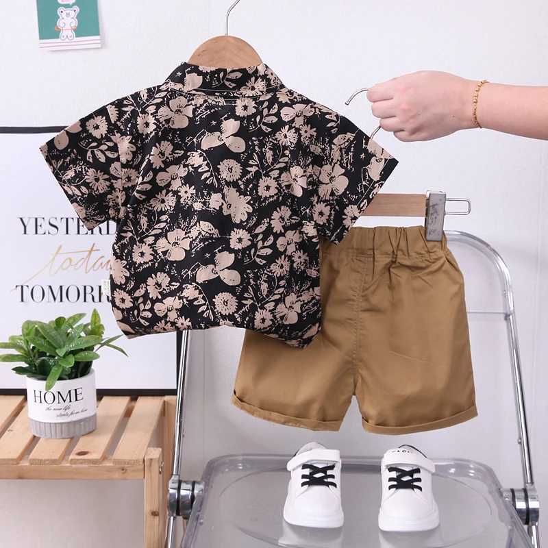 Clothing Sets New Summer Baby Clothes Suit Children Boy Flower Full Print Shirt Shorts 2Pcs/Sets Infant Casual Outfits Toddler Kids Tracksuits