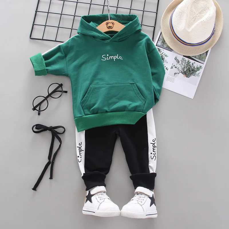 Clothing Sets Toddler Baby Boys Clothes Spring Autumn Kids Girls Letter Hooded Pant 2pcs Outfit Children Casual Soild Suit Infant Active Sets