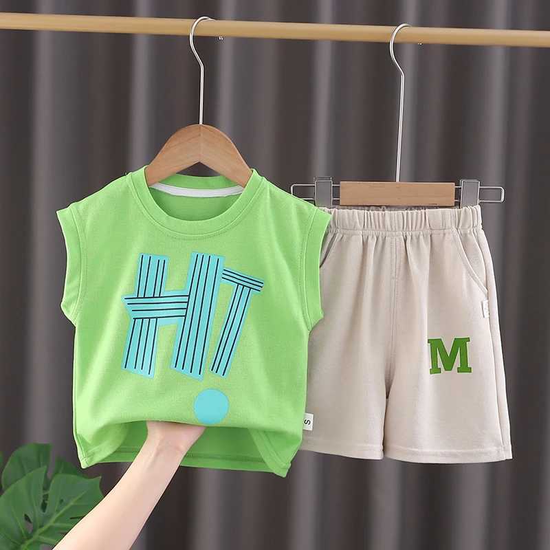 Clothing Sets New Summer Baby Boys Clothes Letter Vest Shorts 2Pcs/Sets Children Infant Outfits Toddler Casual Sports Costume Kids Tracksuits