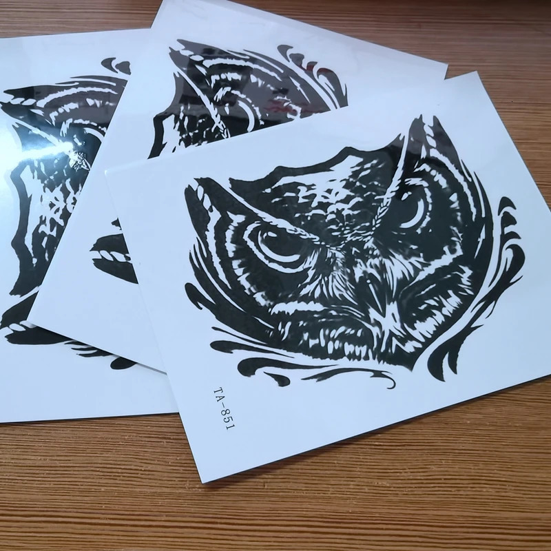 Black Cat Head Eagle Temporary Tattoo Sticker Waterproof and Durable Hand Painted Back and Neck False Tattoo Big Figure Tattoo Sticker 240705