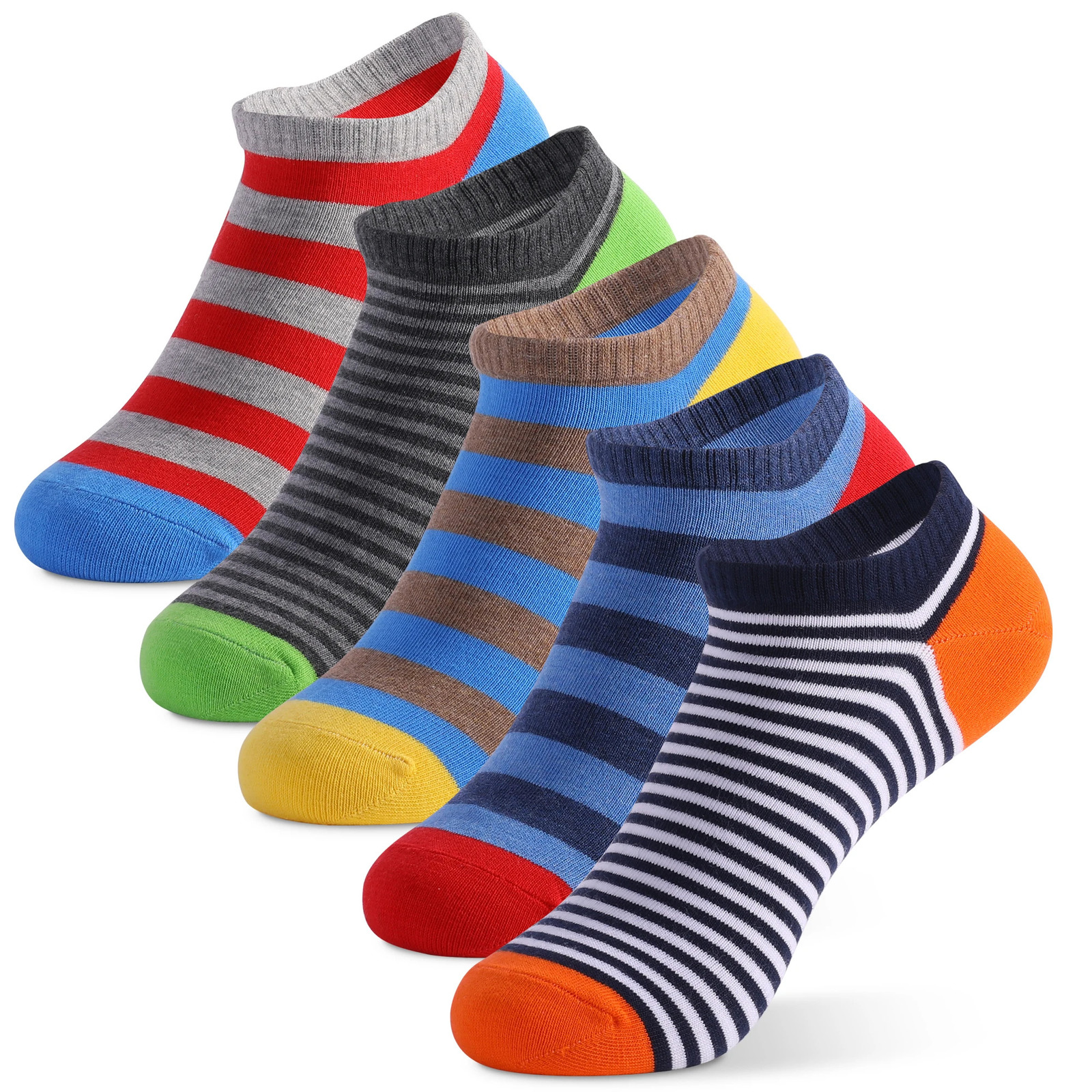 5 Pairs Low Cut Men Socks Solid Color Stripe Breathable Cotton Socks Sport Short Socks Women Men Funny Ankle Socks 240703