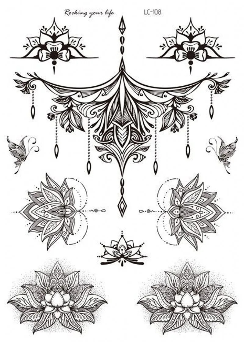 1 temporary tattoo sticker waterproof black retro hand back pattern tattoo sticker 240705