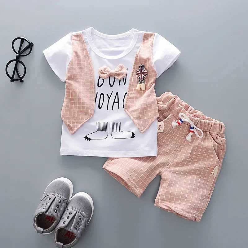 Clothing Sets 0-4Y Kids Summer Clothes Sets Toddler Baby Boys Lattice Cotton T-shirt + Shorts 2Pcs Children Casual Outfits Clothing Tracksuits