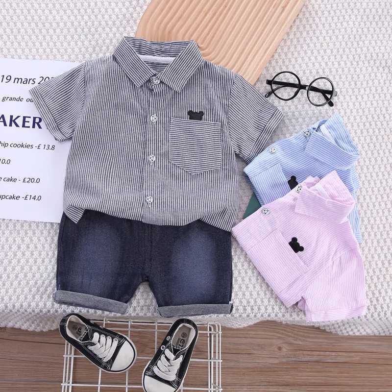 Clothing Sets 2023 Summer Children Clothing Baby Boys Short Sleeve Lapel Shirts + Shorts 2PCS Infant Birthday Clothes Sets Kids Casual Outfits