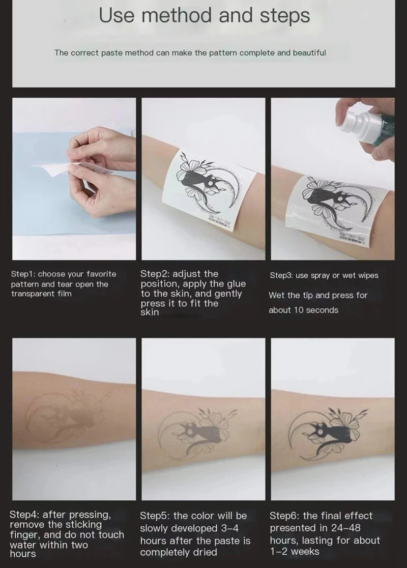 Neck Wing Herbal Juice Tattoo Sticker Semi anent Large Image Waterproof and Durable False Tattoo Art Cool Male and Female Tattoos 240705