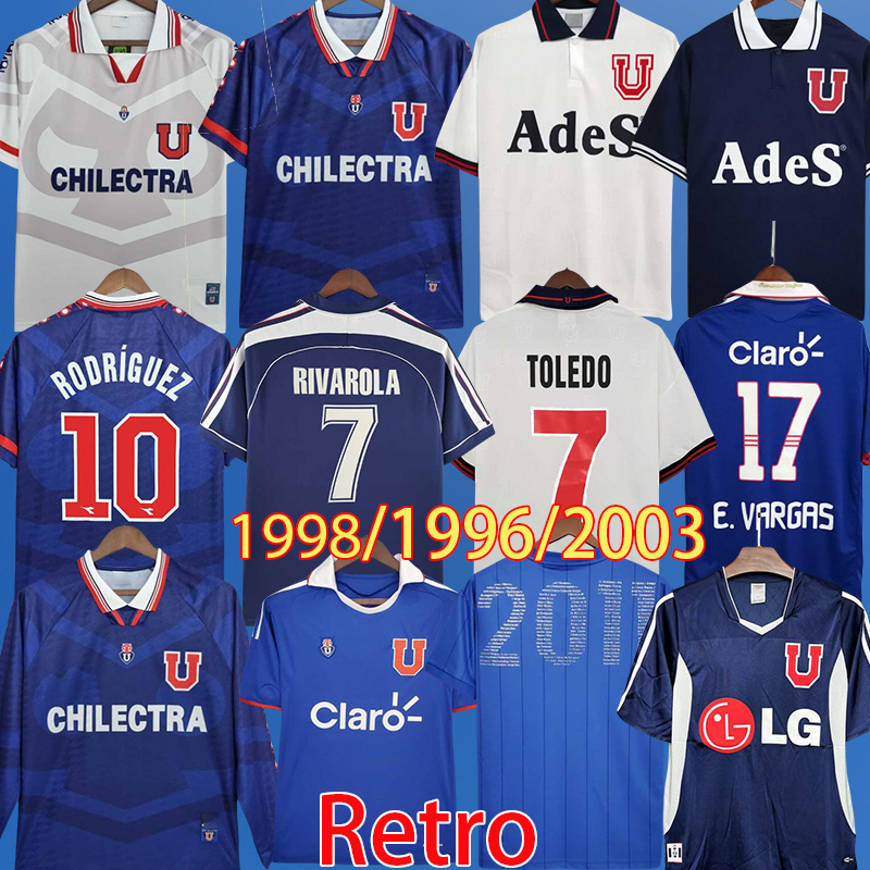 1996 1998 2003 Retro Universidad de Chile soccer jersey 00 01 LS ASSADI FERNANDEZ GUERRERO home away CURIHUIL TOLEDO SALAS E.VARGAS RIVAROLA vintage football shirt