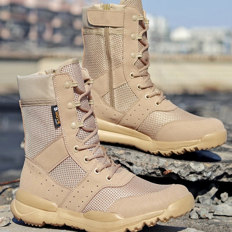 Upgrade Zipper Ultrallight Combat Boots Men Women Summer Breathable Outdoor Climbing Shoes Military Desert Hiking Tactical Boots 240705