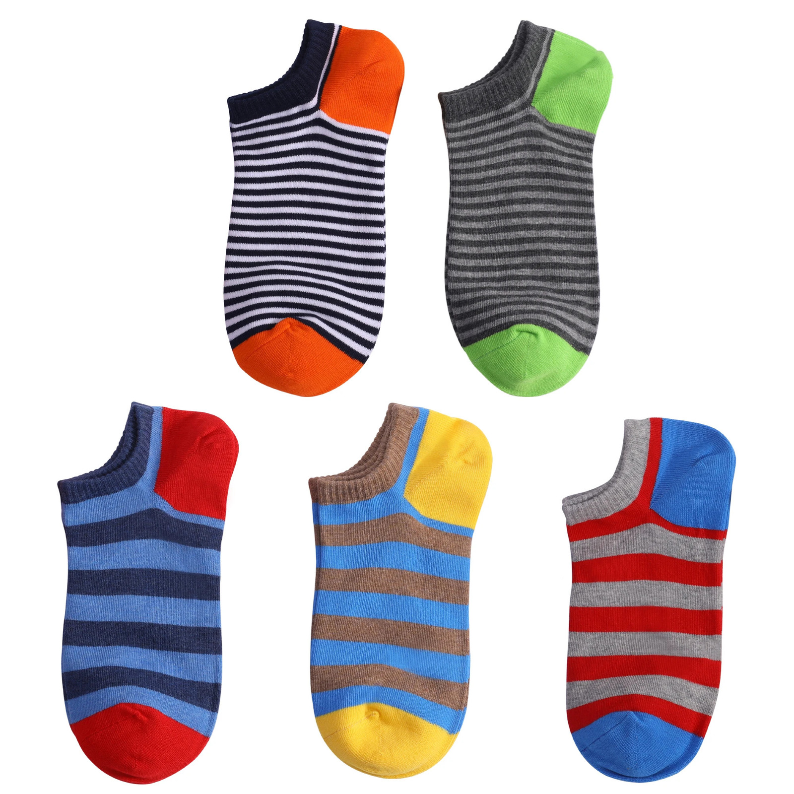 5 Pairs Low Cut Men Socks Solid Color Stripe Breathable Cotton Socks Sport Short Socks Women Men Funny Ankle Socks 240703