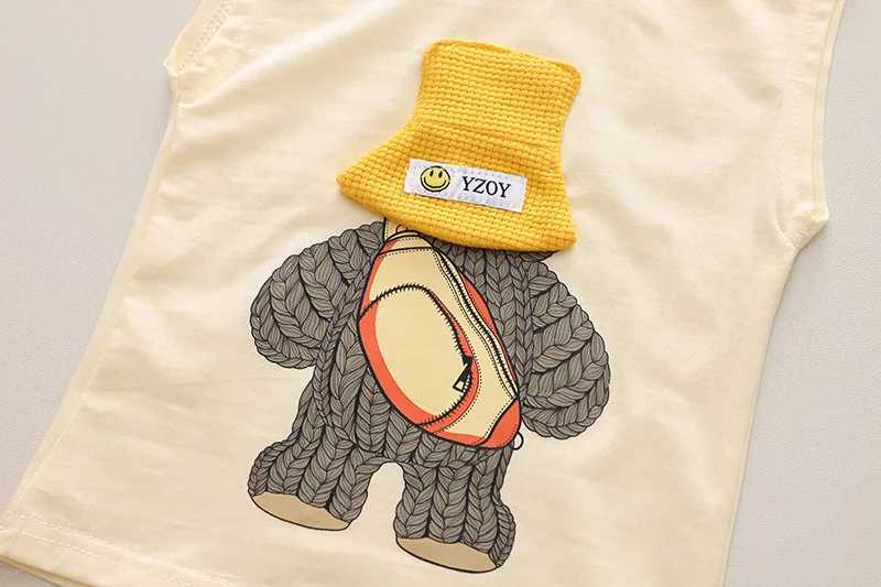Clothing Sets 2pcs/sets Children Summer Baby Boy Girl Clothes Cartoon Hat Bear Sleeveless T-shirts Shorts Toddler Outfits Casual Sports Suit J3PA