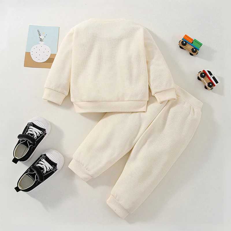 Clothing Sets New 2023 Baby Boy Girl Clothing Sets Children Pullover Sweatshirts + Simple Solid Cotton Sports Pants 2pc Kids Clothes Boy Suit