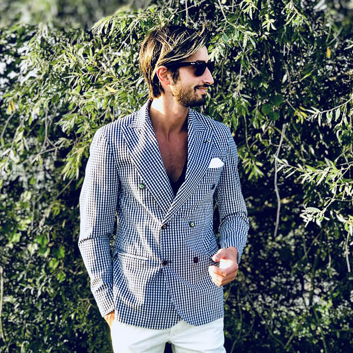 Summer Plaid Men Jacket Double Breasted Peaked Lapel Mens Coat Custom Made Prom Male White Party Tuxedos One Piece