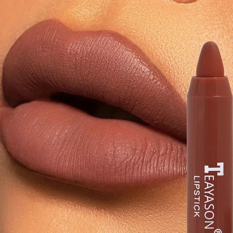 Nude Velvet Matte lipstick Lasting Waterproof Color Pigment Non Sticky Cup lipstick Pencil Lined Female Cosmetics 240705