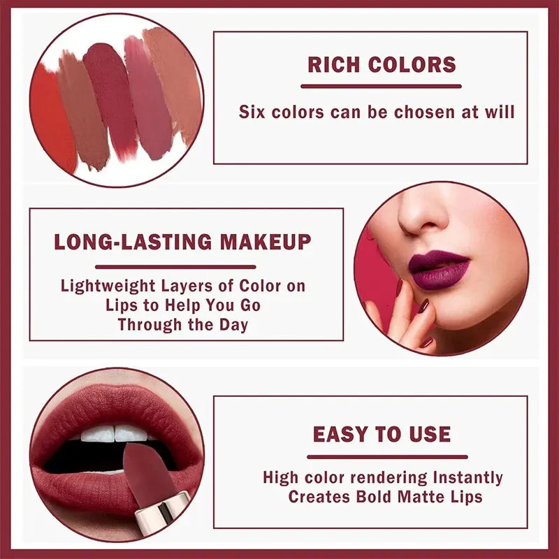 HANDAIYAN High Color Matte lipstick Velvet Waterproof Lasting Makeup lipstick Cosmetics 240705