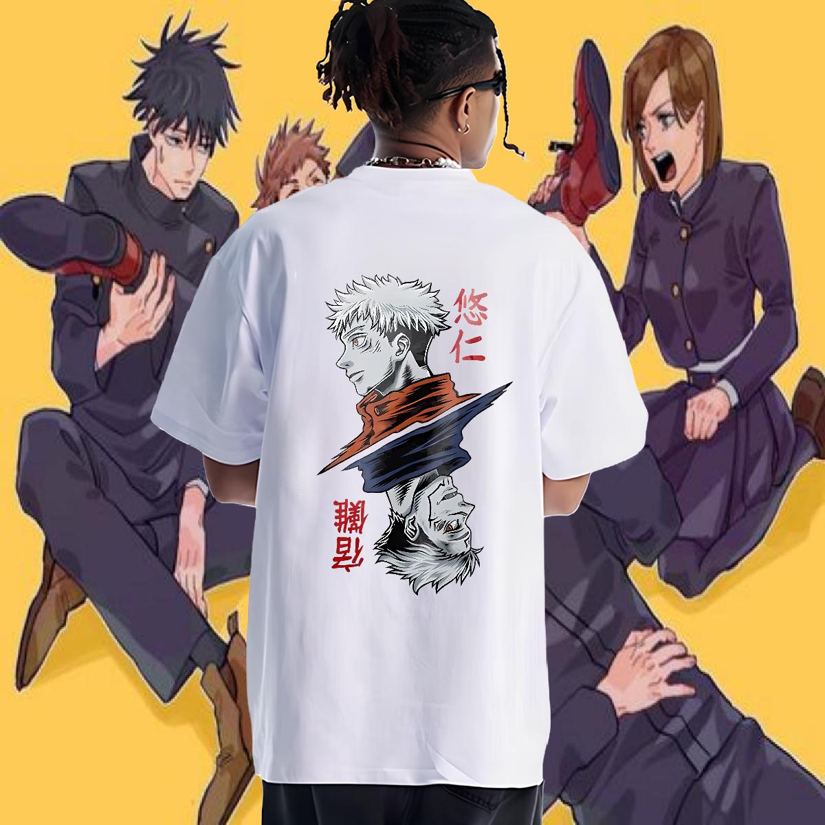 2024 Summer Man T Shirts O-Neck Short Sleeve Cotton Daily Outfit Tshirts Anime Print High Quality Polos