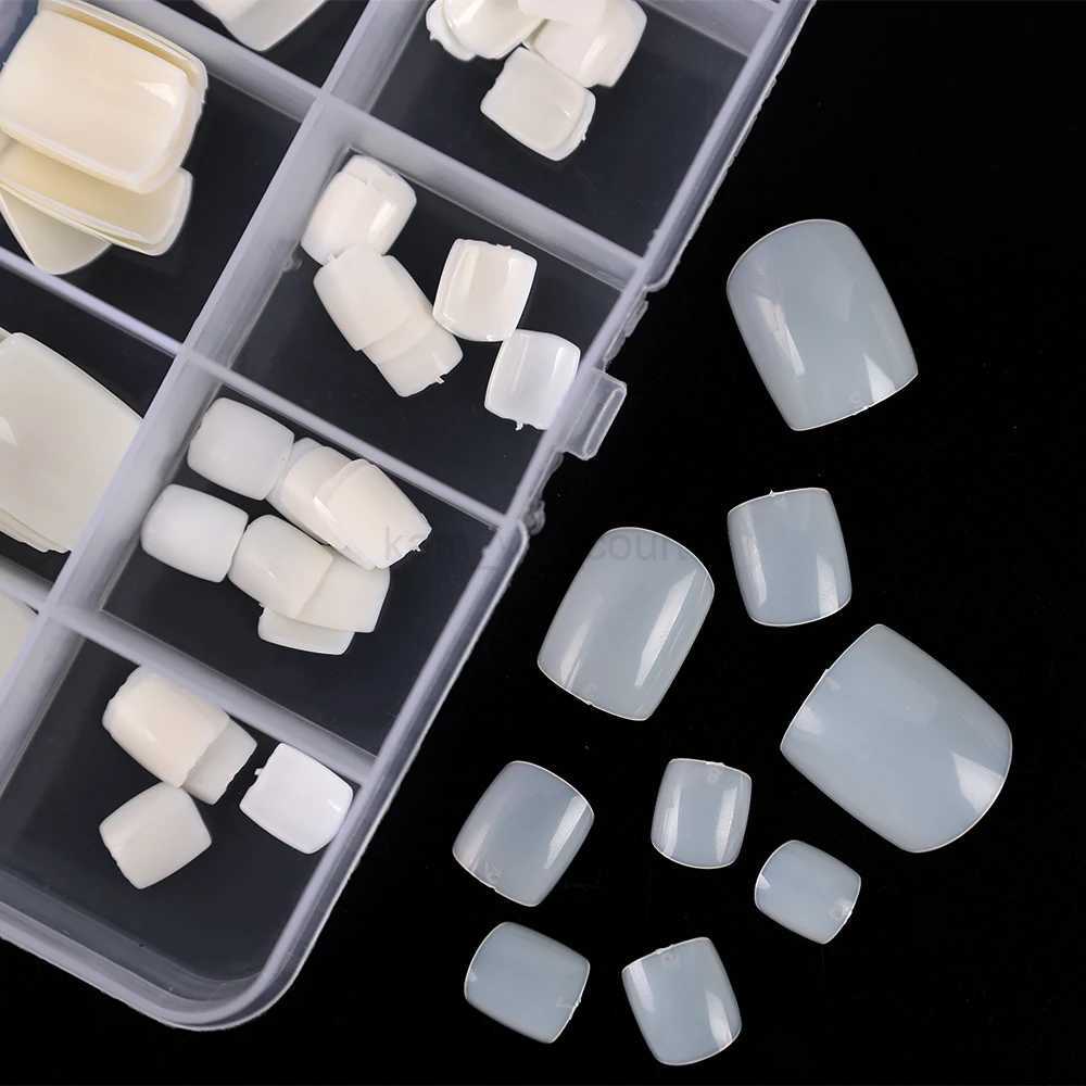 100pcs Artificial Square False Toe Nails Natural White Clear Full Cover Fake Toenail Acrylic Foot Nail Art Tips Manicure ToolsZ240709