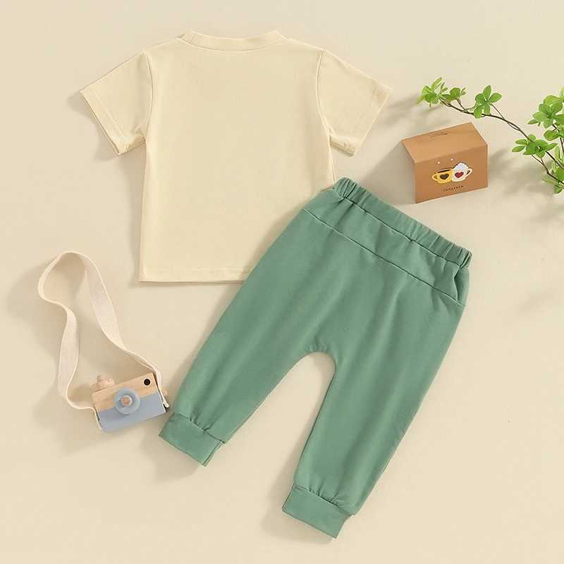 Clothing Sets 2024-01-11 Lioraitiin Summer Baby Boys Brother Outfit Letter Print Short Sleeve T-Shirt and Elastic Pants Clothes Set R240708