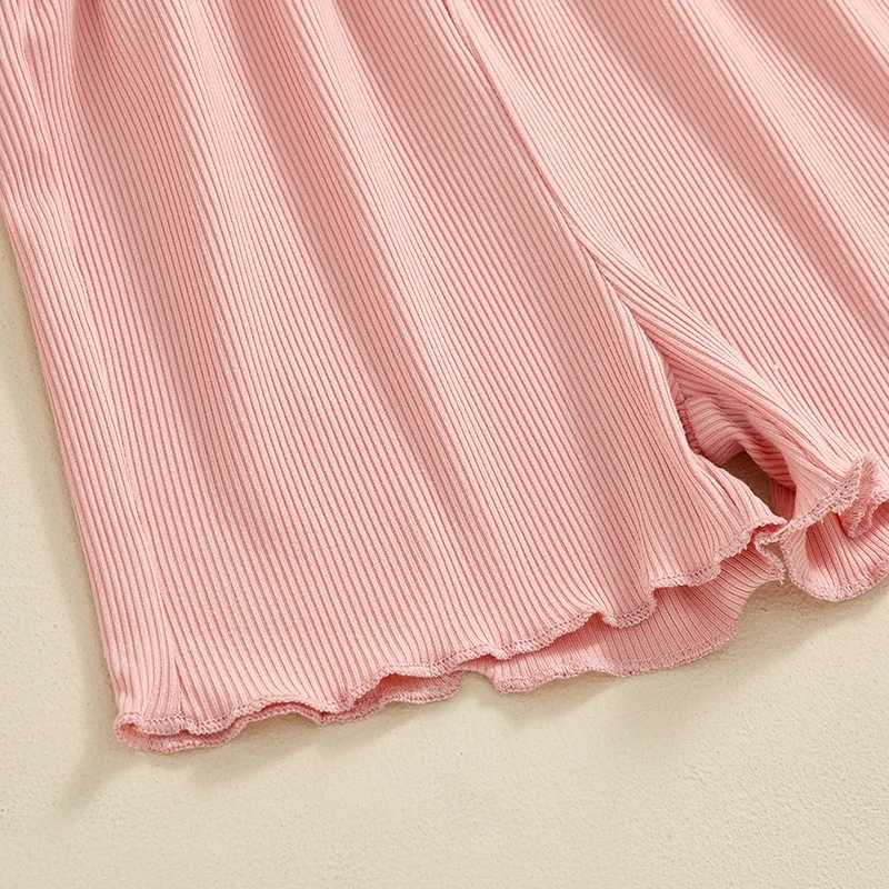 Clothing Sets 2024-04-19 Lioraitiin Kids Girls Shorts Set Short Sleeve Crew Neck Flower Print T-shirt with Shorts Summer Outfit R240708