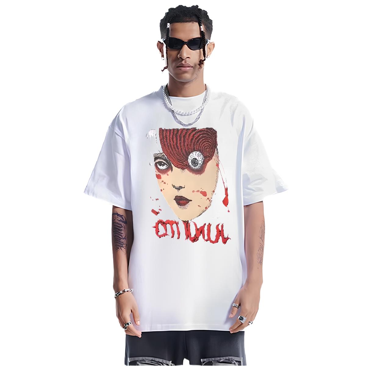 Casual New T shirt Skull Anime Printing Street Men Tops Tees Cotton Breathable Short Sleeve Brand