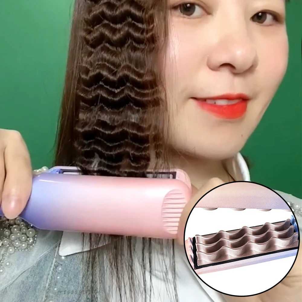 Fast Volume Hair Curling Iron Floating Crimping Fluffy 3D Grid Hair Curler Splint Portable High Quality Ceramic Corn Perm StylerM240708
