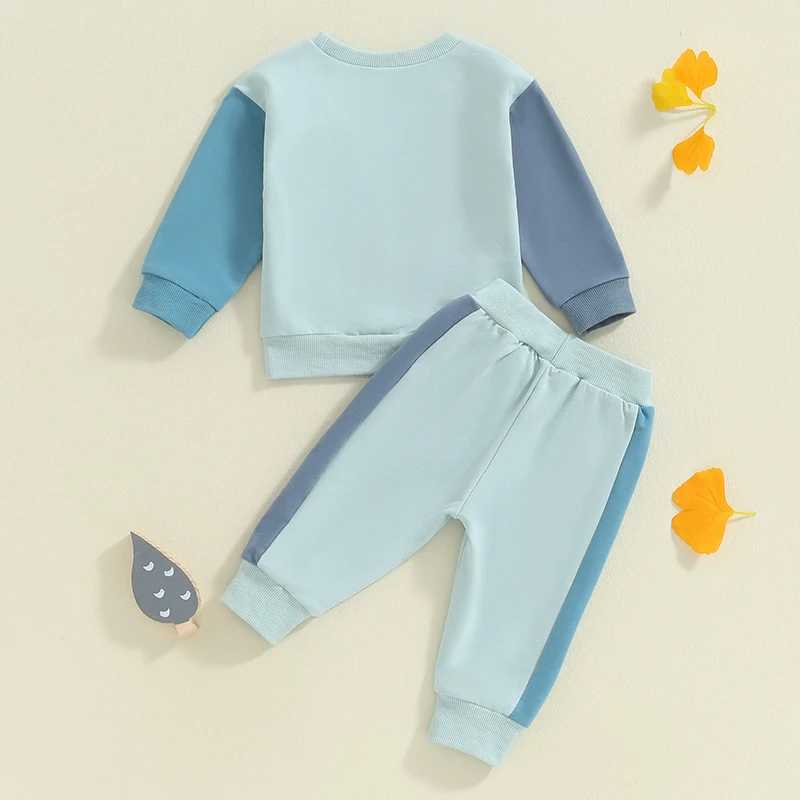Clothing Sets Toddler Boys Autumn Outfits Contrast Color Long Sleeve Sweatshirts and Long Pants 2Pcs Set Kids Clothes Tracksuits R240708