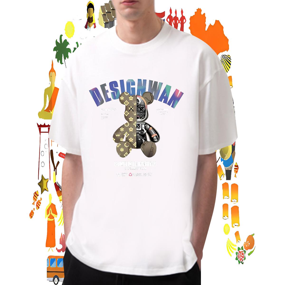 2024 Summer Man T Shirts DIY Printed Hip Hop Street Men Tops Tees Breathable Crew Neck Designer